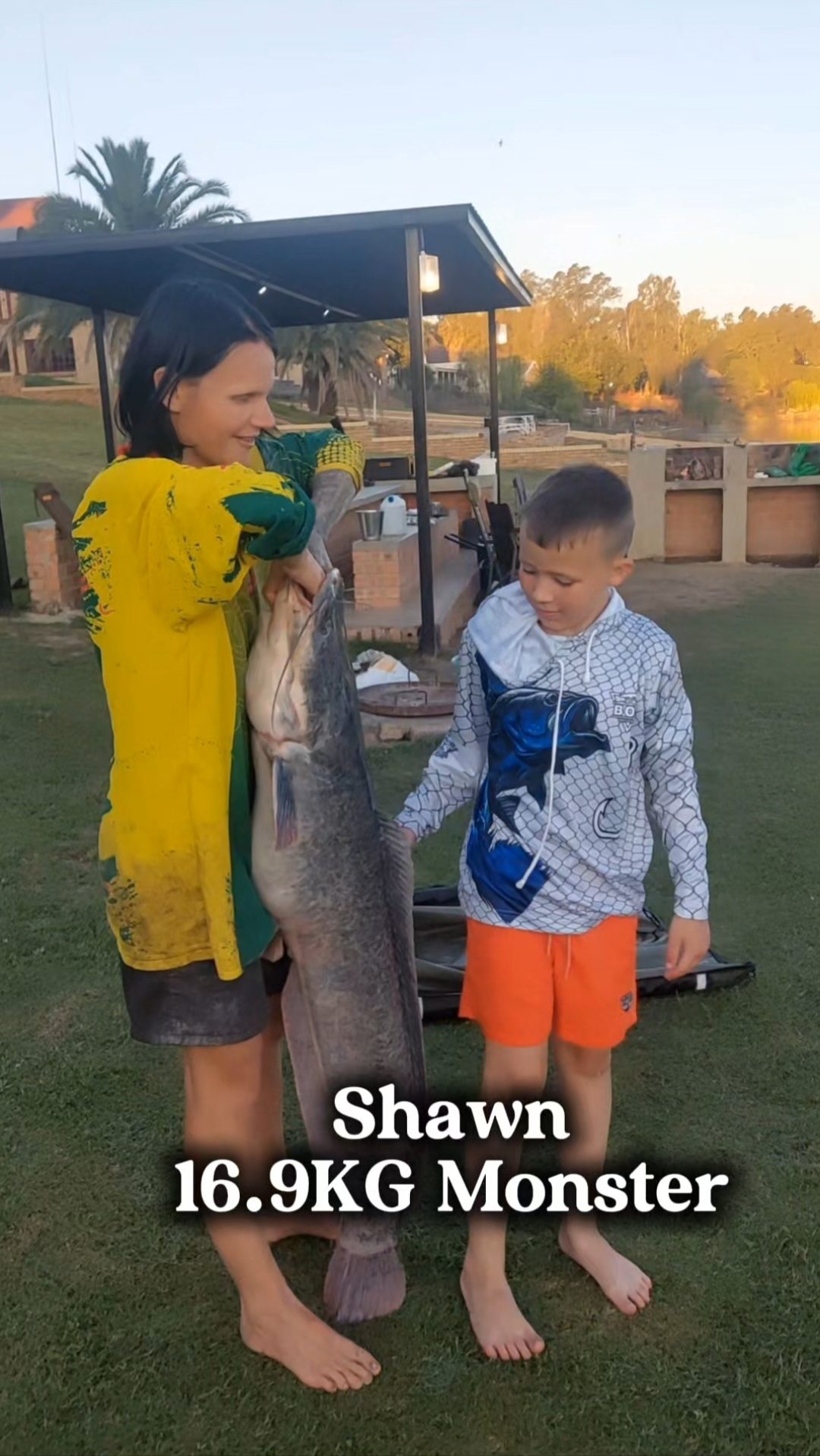Shawn holding his 16.9kg catfish