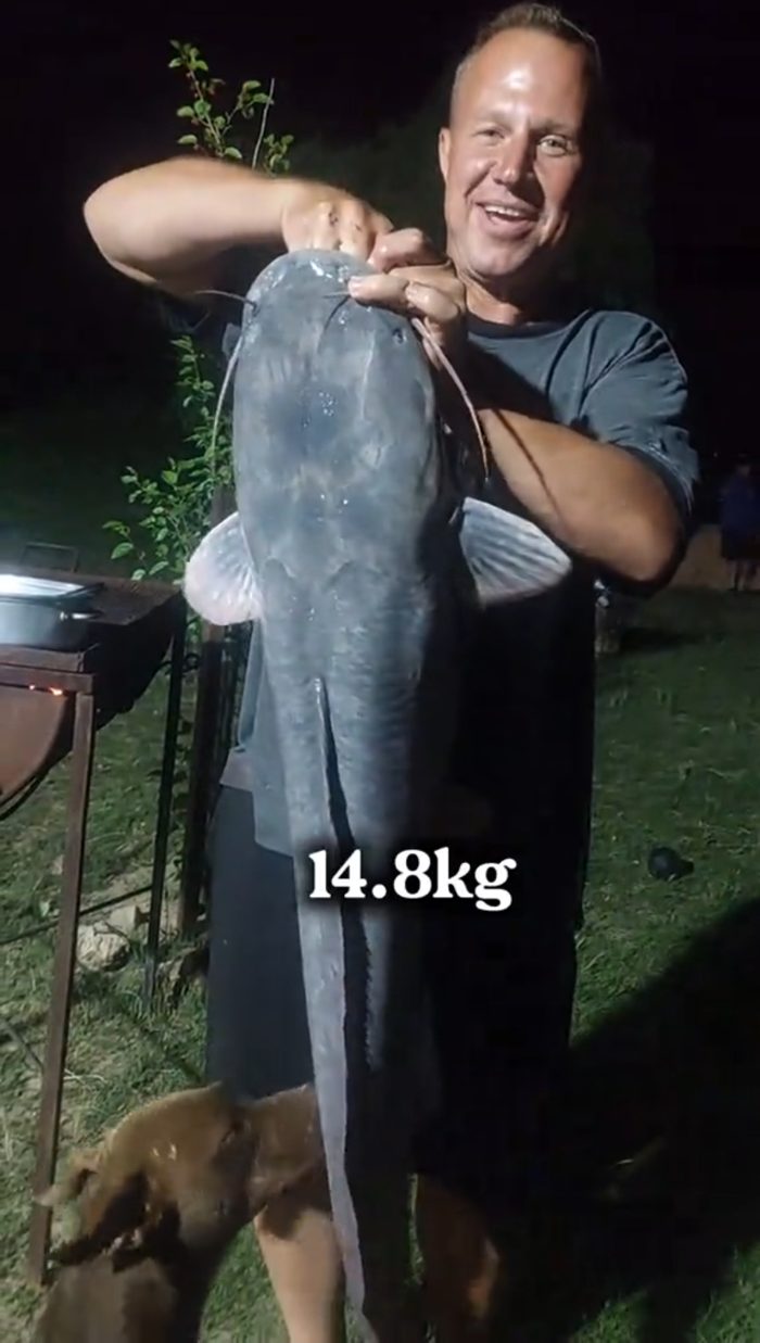 Trevor holding his 14.8kg catfish